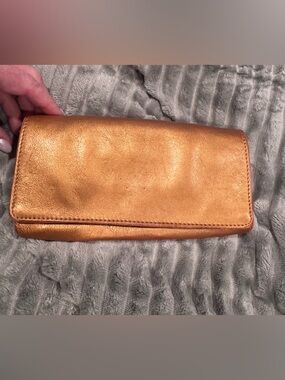 latico Metallic Gold Leather Clutch